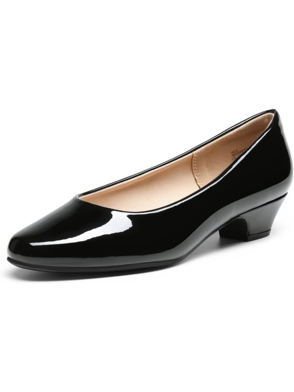 Dream Pairs Women's Black Pat Round Toe Low Chunky Block Heel Pump Dress Shoes